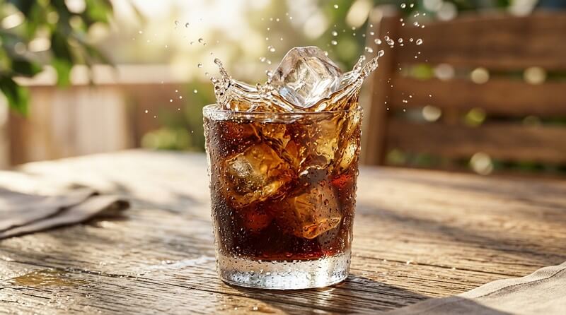 AI-generated studio-quality macro photography of cold brew coffee